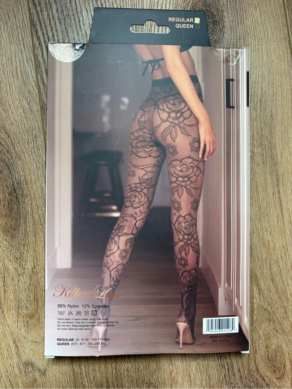 Killer Legs Fishnet Pantyhose - Gray Lace Pattern